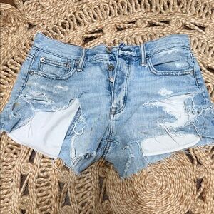 American Eagle Outfitters Light Blue Distressed Jean Shorts